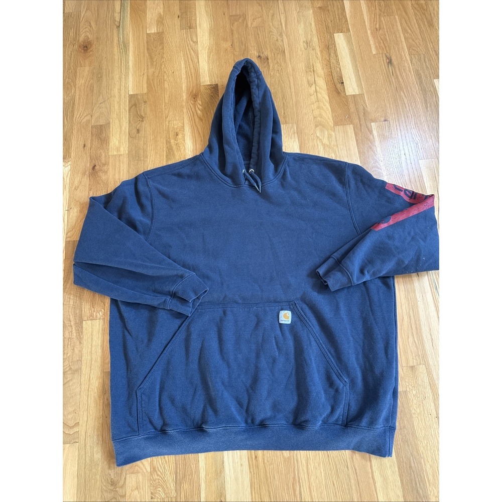 Carhartt Hoodie Sweatshirt Mens 3XL Navy Blue Pullover Original Fit